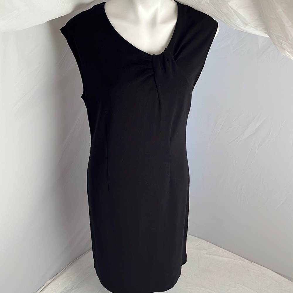Ann Taylor black midi stretch sleeveless shift dress
